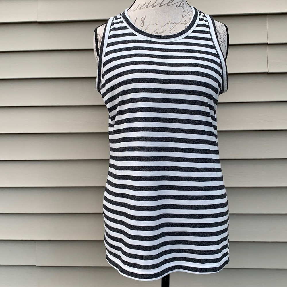 𝅺SONOMA Striped Tank - Cream/Heathered Charcoal